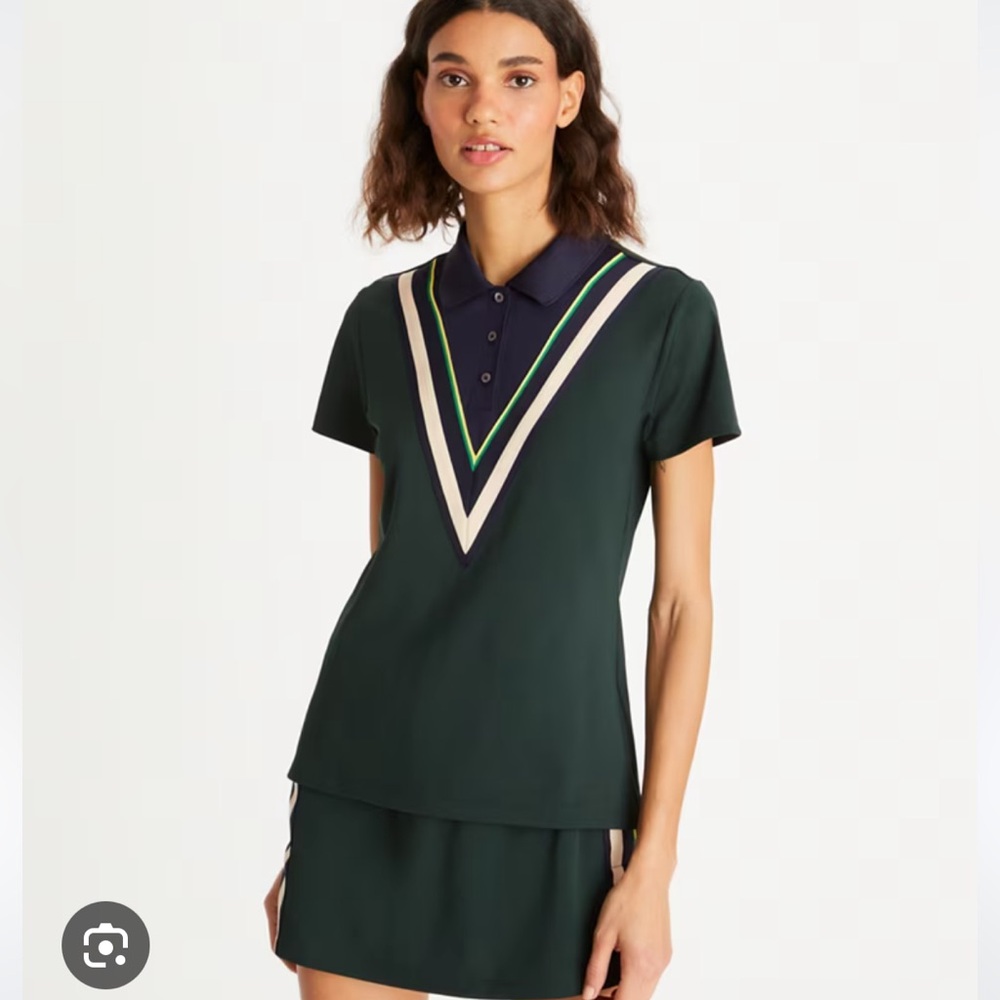 Tory Burch Sport Tech Piqué Chevron Polo Shirt.